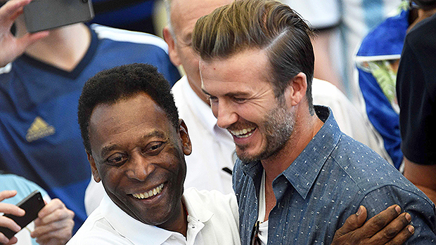 David Beckham e Pelé no encerramento da Copa