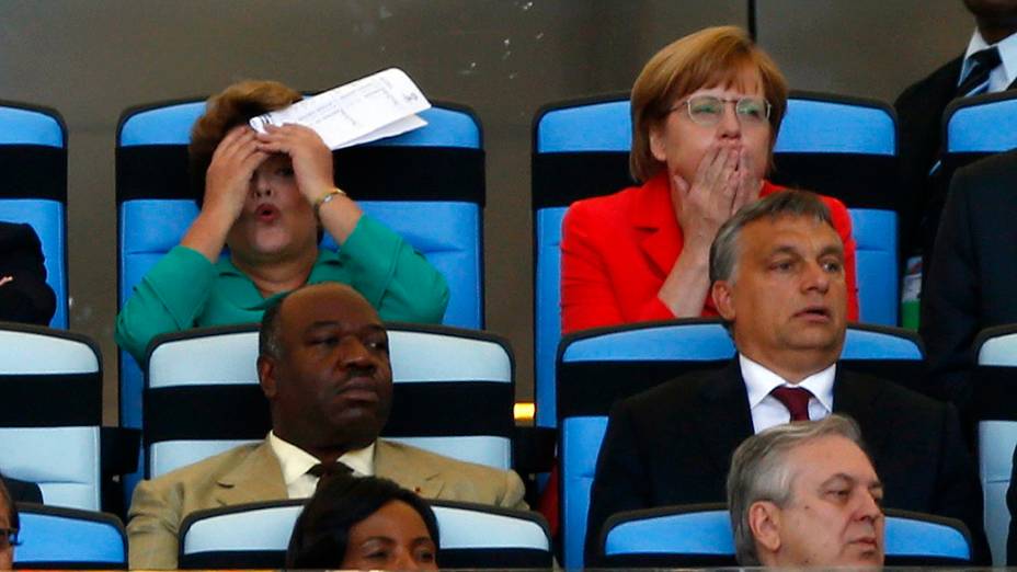 Dilma Rousseff e Angela Merkel na partida entre Alemanha e Argentina, no Maracanã