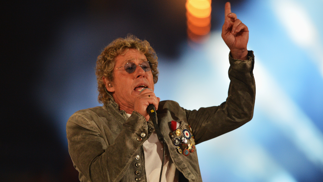Roger Daltrey, do The Who, na festa de encerramento dos Jogos Olímpicos de Londres