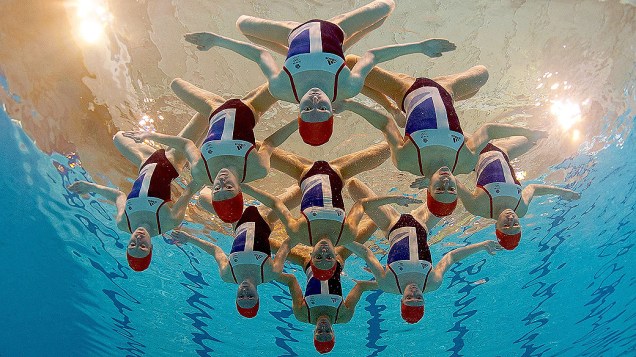 Equipe de nado sincronizado da Grã-Bretanha, depois do anúncio de convocação dos atletas para os Jogos Olímpicos 2012 de Londres