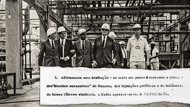SOB A NOVA ORDEM - Geisel, que também foi presidente da Petrobras, visita a refinaria Alberto Pasqualini, no Rio Grande do Sul