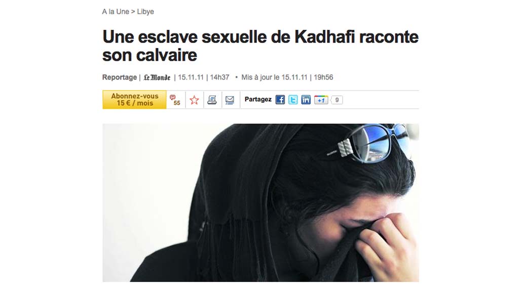 Jovem escrava sexual do ex-ditador Muammar Kadafi