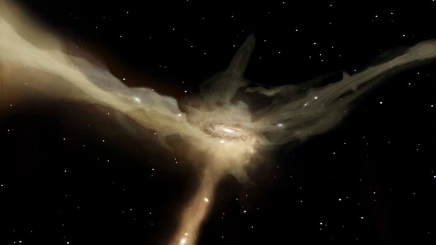 Imagem captada pelo telescópio espacial Herschel mostra a formação de estrelas em uma galáxia