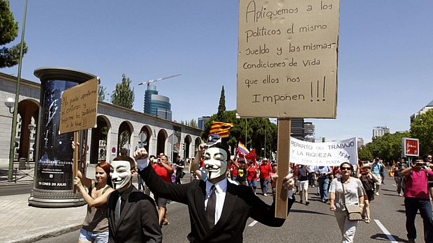 Manifestação contra o desemprego em Madri