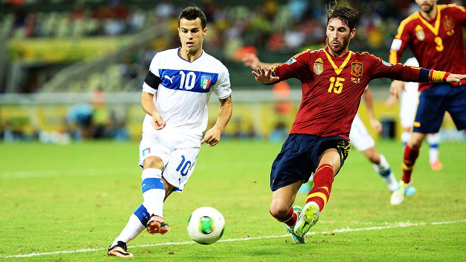 Jogo da semifinal entre Espanha e Itália, da Copa das Confederações, em Fortaleza