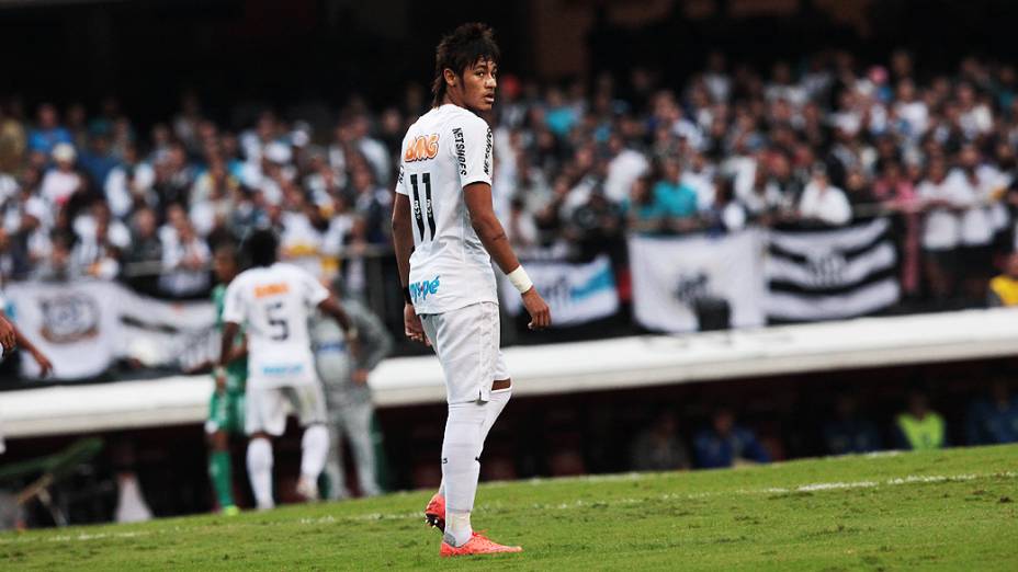 Neymar durante partida contra o Guarani, no estádio do Morumbi, em São Paulo