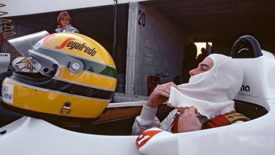 Ayrton Senna, com a Toleman Hart, no GP do Brasil, em Jacarepagua, em 1984