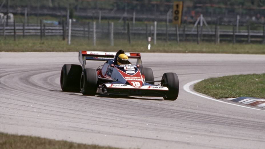 Ayrton Senna, com a Toleman Hart, no GP do Brasil, em Jacarepagua, em 1984