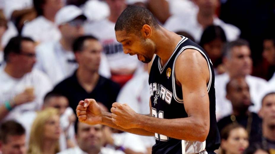 Tim Duncan do San Antonio Spurs, durante o 6º jogo da final da NBA contra o Miami Heat