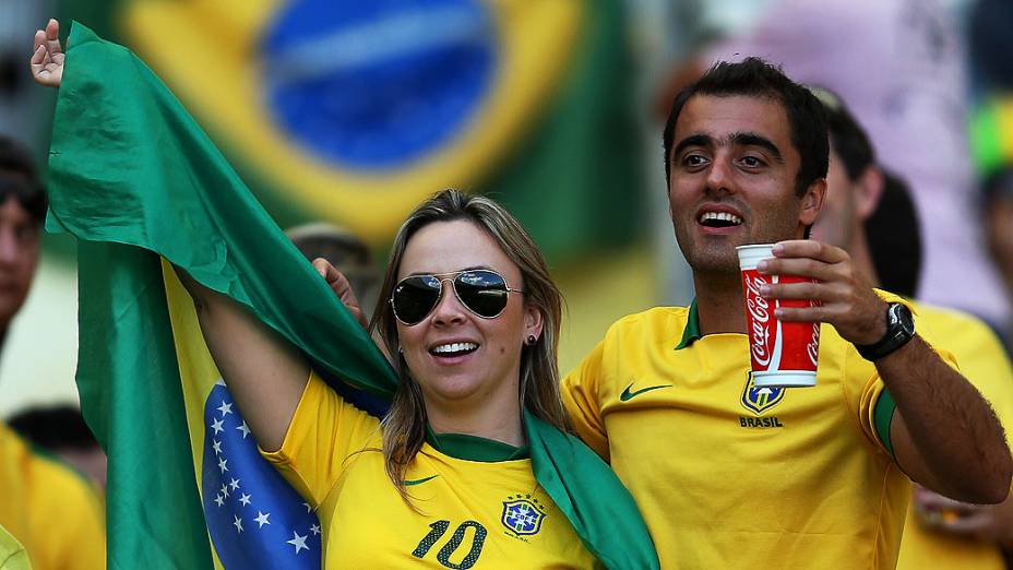 Torcida antes da partida entre Brasil e Uruguai válida pela semifinal da Copa das Confederações, no Estádio Mineirão, em Belo Horizonte