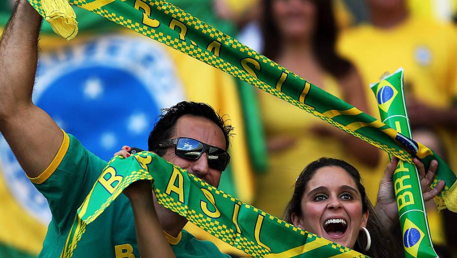 Torcida antes da partida entre Brasil e Uruguai válida pela Copa das Confederações, no Estádio Mineirão, em Belo Horizonte