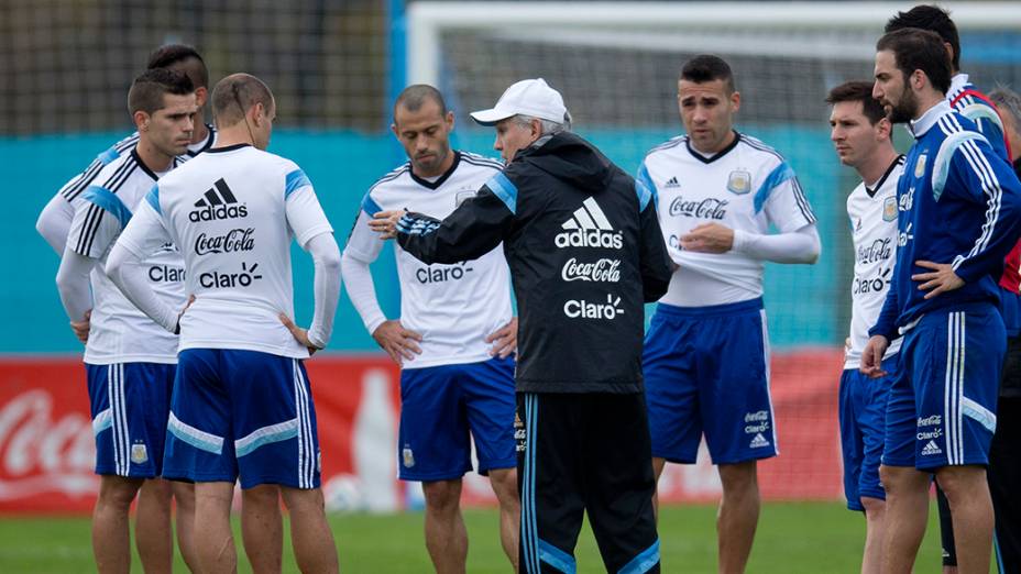 Seleção Argentina durante o treino deste sábado (31), em Buenos Aires