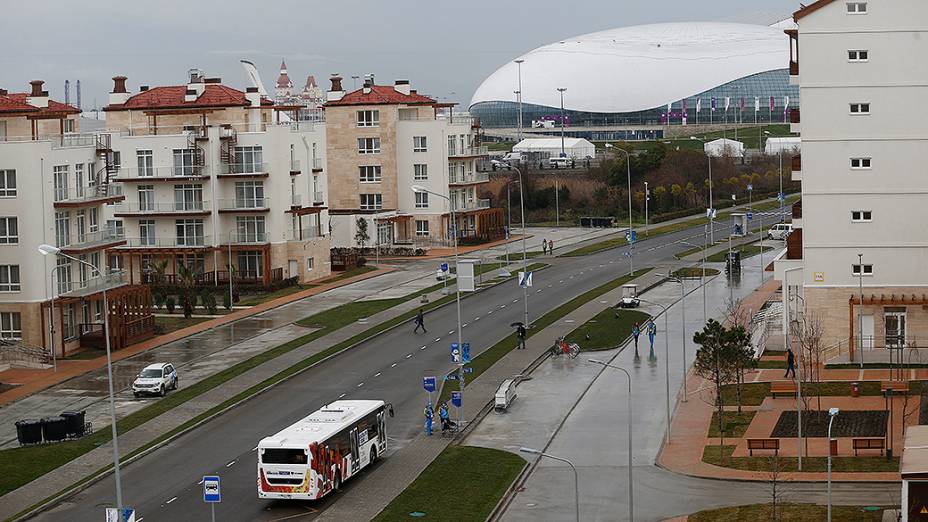 A vila olímpica de Sochi, sem sinalização