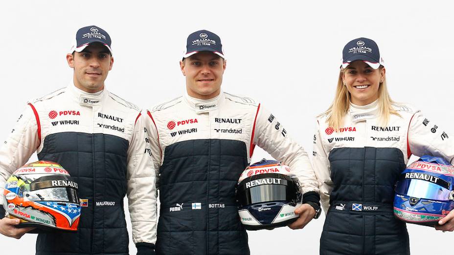 Pastor Maldonado e Valtteri Bottas, e a piloto de testes Susie Wolff