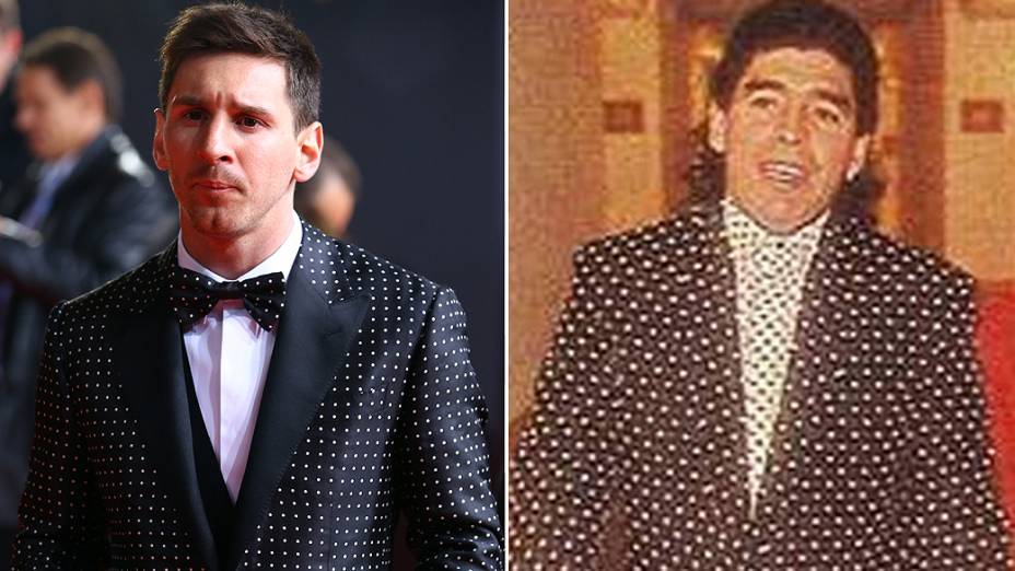 Terno usado por Messi durante a premiação da Bola de Ouro da FIFA é semelhante ao utilizado por Maradona