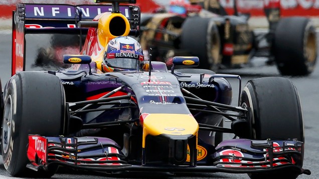 O australiano Daniel Ricciardo compete no F1 Grande Prêmio da Espanha, em Montmeló, arredores de Barcelona