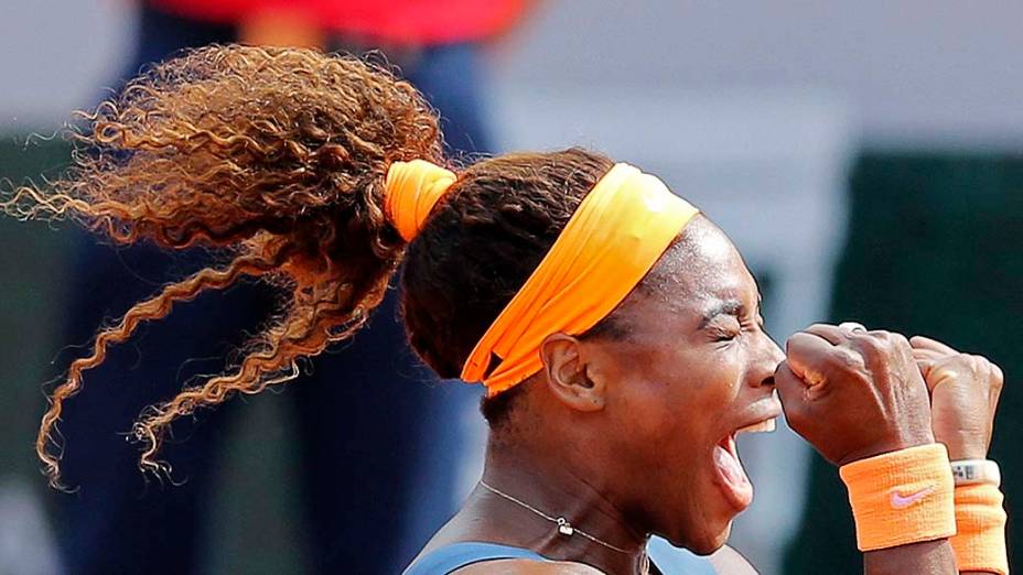 Serena Williams celebra após vencer final contra Maria Sharapova da Rússia
