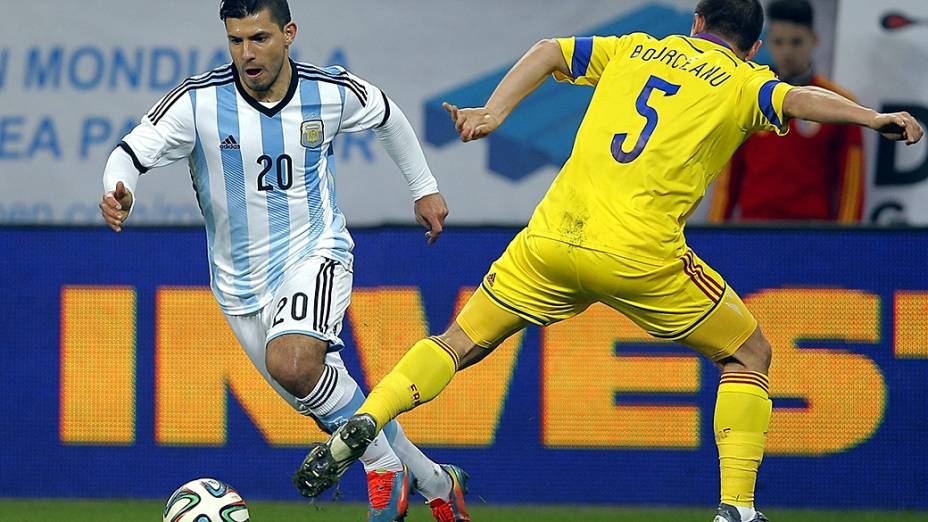 Kun Agüero no empate sem gols entre Argentina e Romênia em amistoso disputado em Bucareste