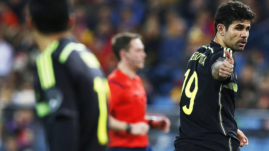 Diego Costa na vitória da Espanha por 1 a 0 sobre a Itália, em amistoso disputado no estádio Vicente Calderón em Madri