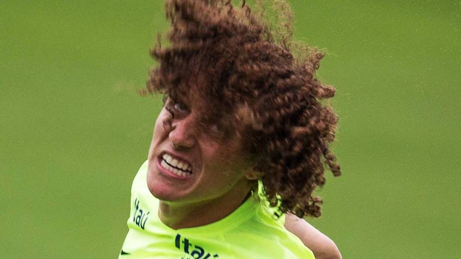 David Luiz durante treino da seleção brasileira na Granja Comary, em Teresópolis