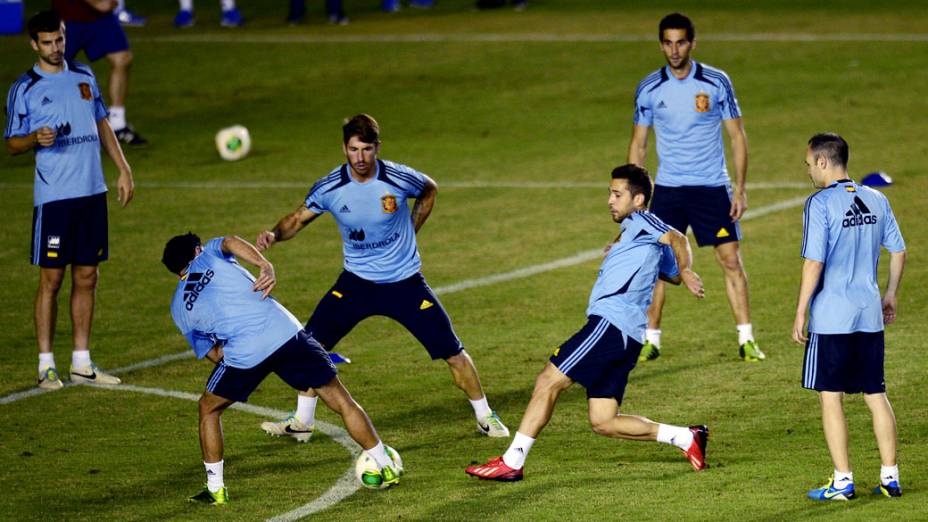 Treino da seleção da Espanha no Estádio São Januário no Rio, antes do jogo contra o Taiti, em 17/06/2013