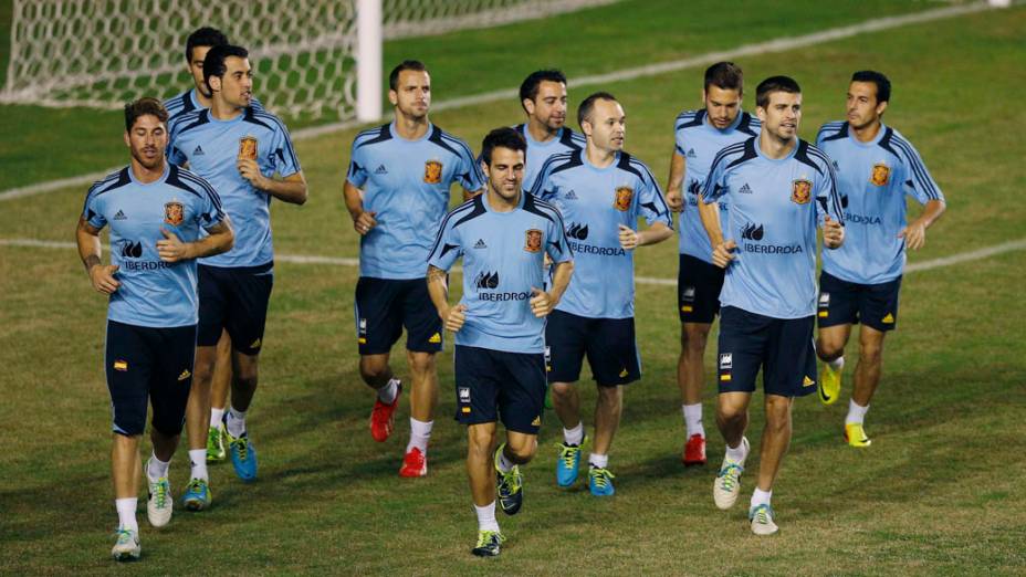 Treino da seleção da Espanha no Estádio São Januário no Rio, antes do jogo contra o Taiti, em 17/06/2013