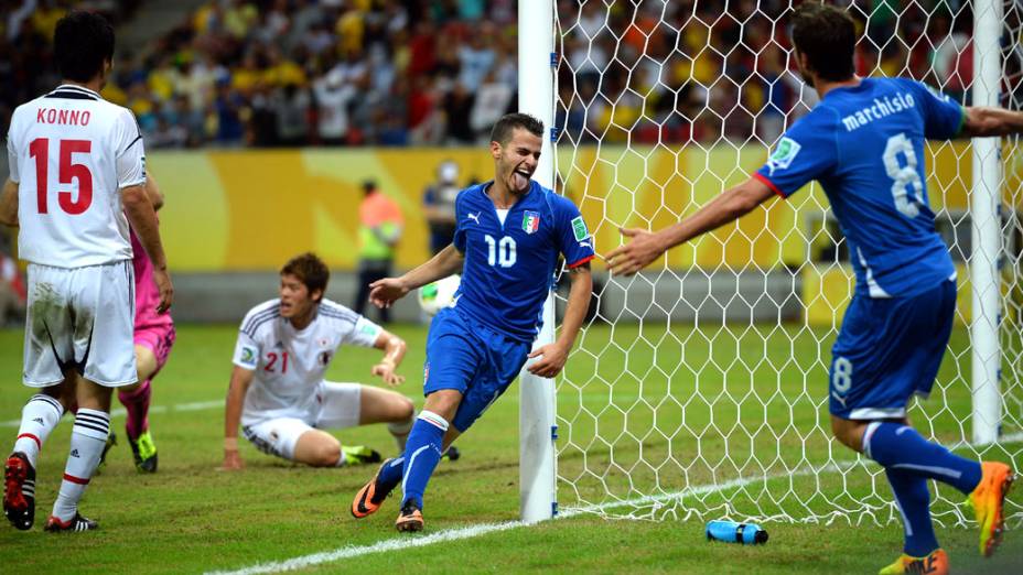 Jogador Sebastian Giovinco da Itália, comemora quarto gol contra o Japão, pela Copa das Confederações em Recife