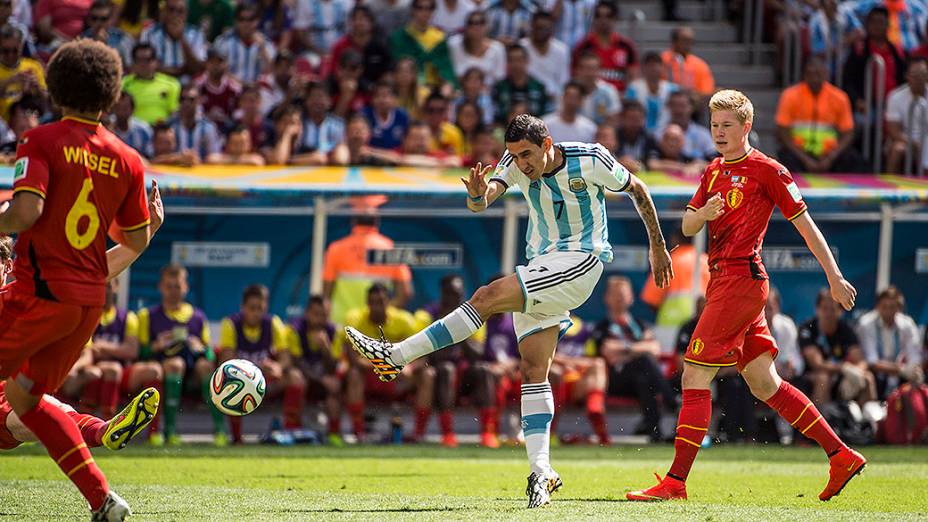 Lance no jogo entre Argentina e Bélgica no Mané Garrincha, em Brasília