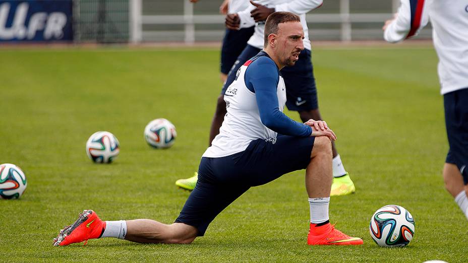 Franck Ribery durante preparação da seleção francesa, em Clairefontaine