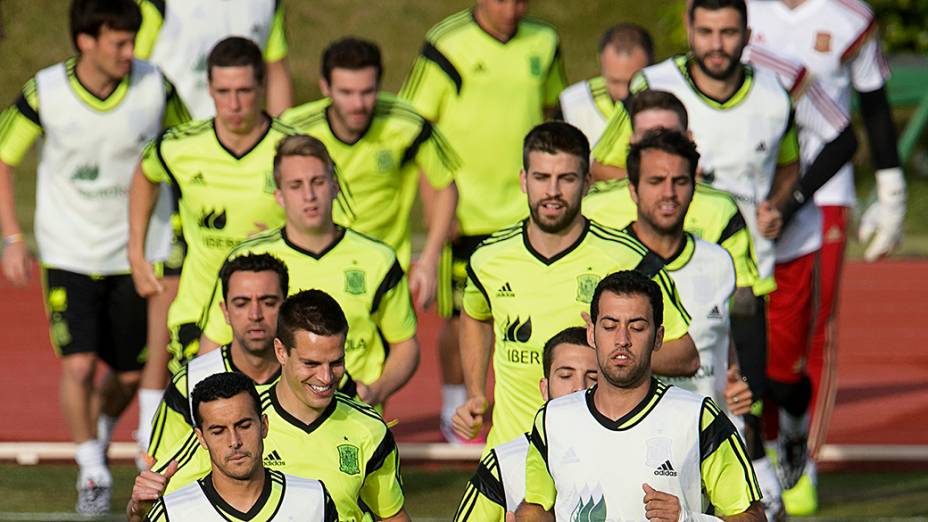 Jogadores da Espanha realizam preparação para Copa do Mundo, em Las Rozas, cidade próxima a Madri