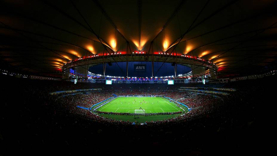 Vista geral do Maracanã no jogo entre Espanha e Chile, no Rio