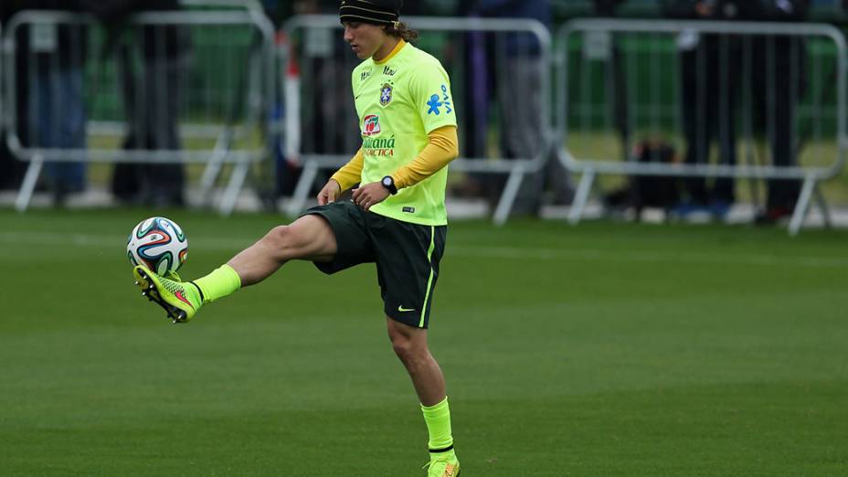 David Luiz durante treino da seleção brasileira na Granja Comary, em Teresópolis