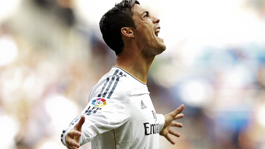 O português Cristiano Ronaldo na vitória do Real Madrid sobre o Málaga, em partida válida pelo campeonato espanhol