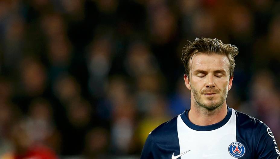 David Beckham em partida do PSG contra o Brest, válida pela penúltima rodada do campeonato francês