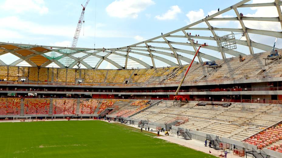 Vista interna da Arena Amazônia, em Manaus