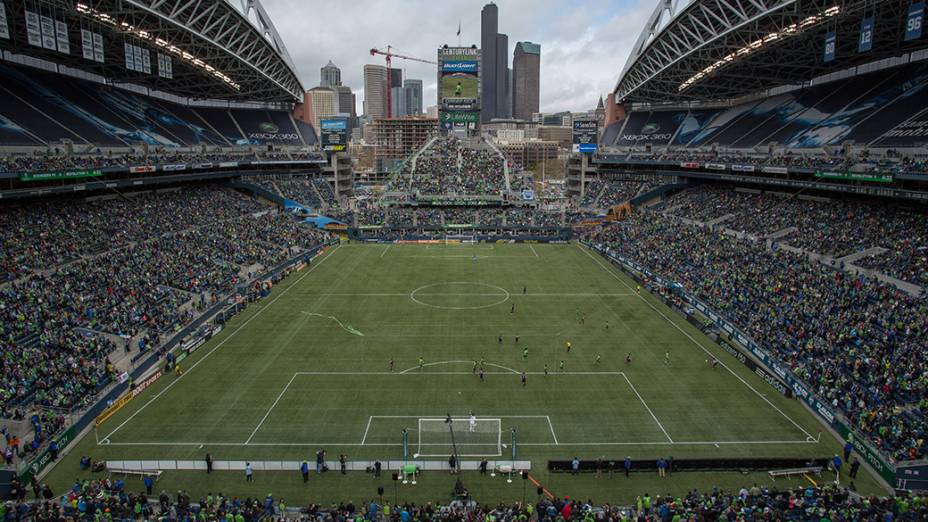 Partida entre o New England Revolution e o Seattle Sounders, em Seattle