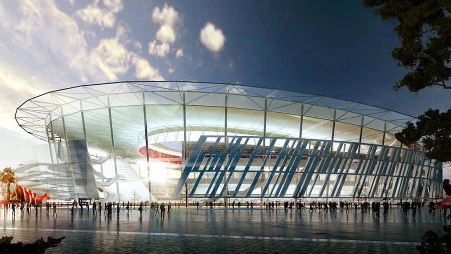 Projeto da parte externa do novo estádio da Roma