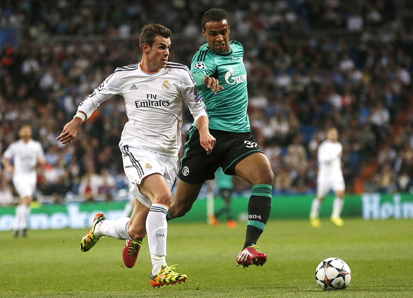 Gareth Bale, do Real Madrid, em ação na partida contra o Schalke 04, pela Liga dos Campeões