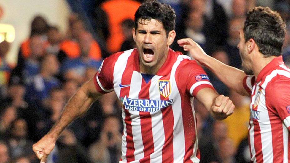 Diego Costa comemora o segundo gol do Atlético de Madri: sofreu o pênalti e bateu sem chance para o goleiro