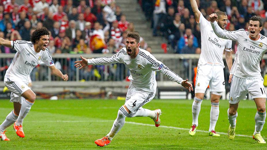 Sergio Ramos comemora gol contra o Bayern de Munique
