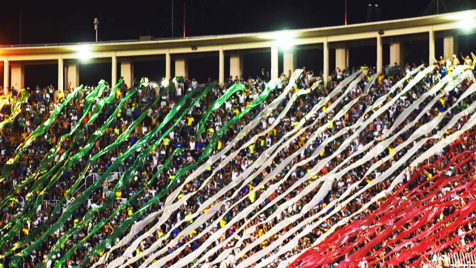 Torcida palmeirense faz festa após vencer o jogo contra o Grêmio, no Pacaembu