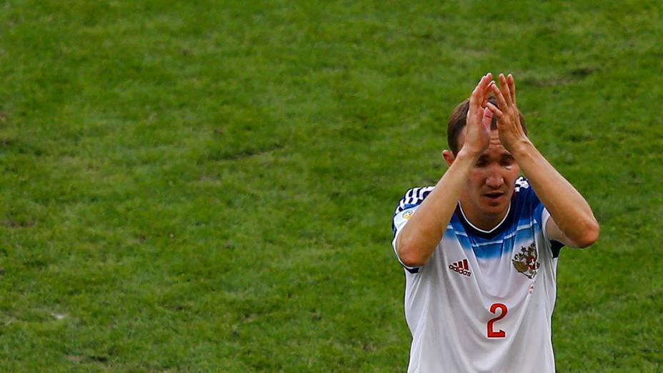 O jogador da Rússia, Alexey Kozlov, durante partida contra a Bélgica, no estádio do Maracanã, no Rio de Janeiro