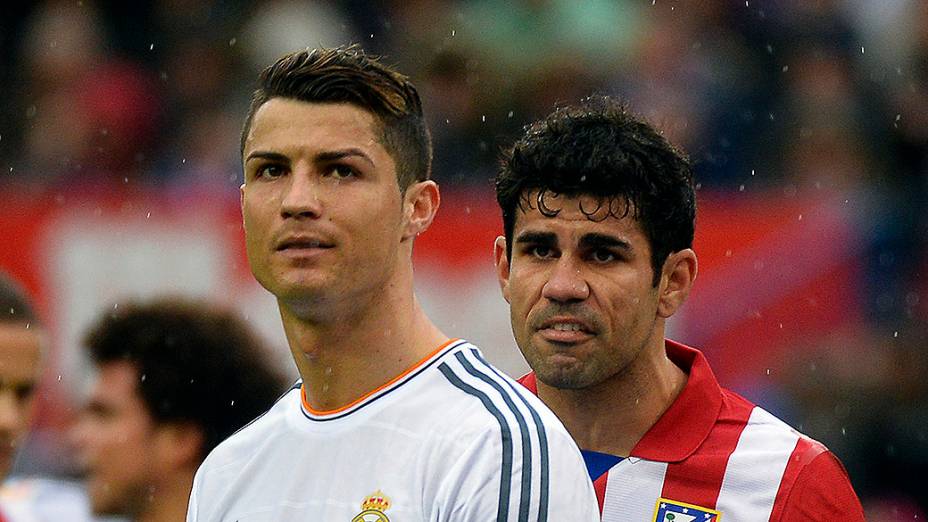 Cristiano Ronaldo e Diego Costa no clássico de Madri