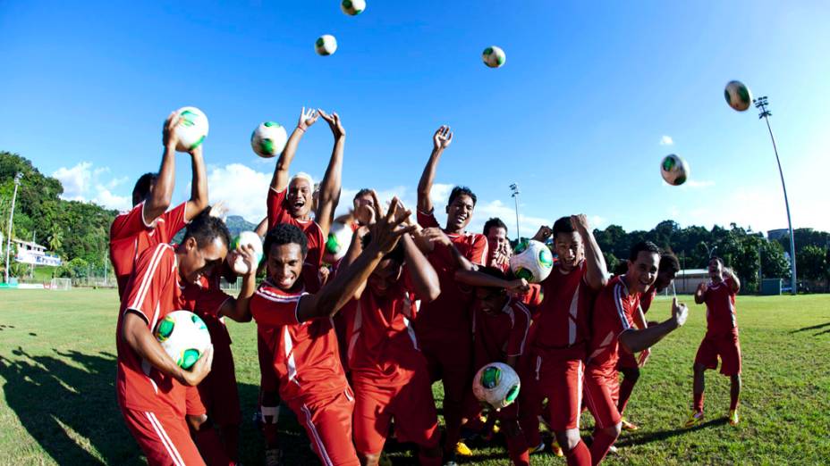 Treino da seleção do Taiti em Papeete, na Polinésia Francesa