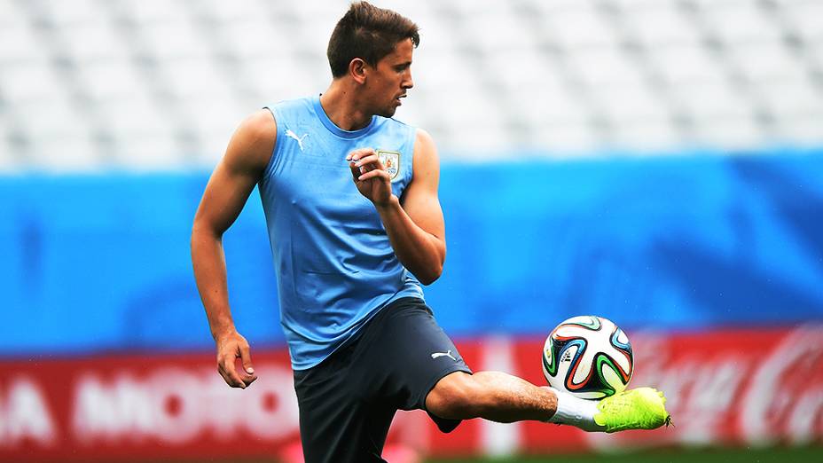 Treino da seleção uruguaia na véspera da partida contra a Inglaterra no Itaquerão, em São Paulo