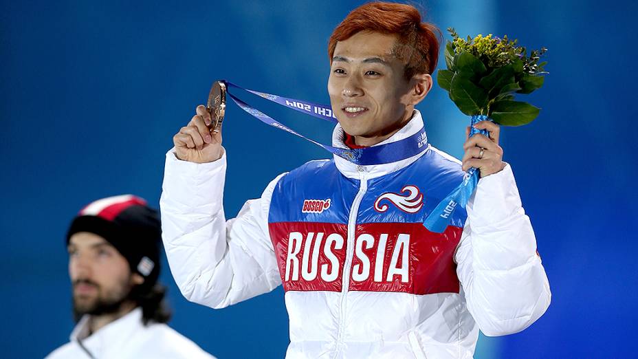 Viktor Ahn, medalha de bronze na patinação de velocidade em pista curta