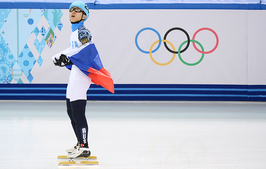 Viktor Ahn, medalha de bronze na patinação de velocidade em pista curta