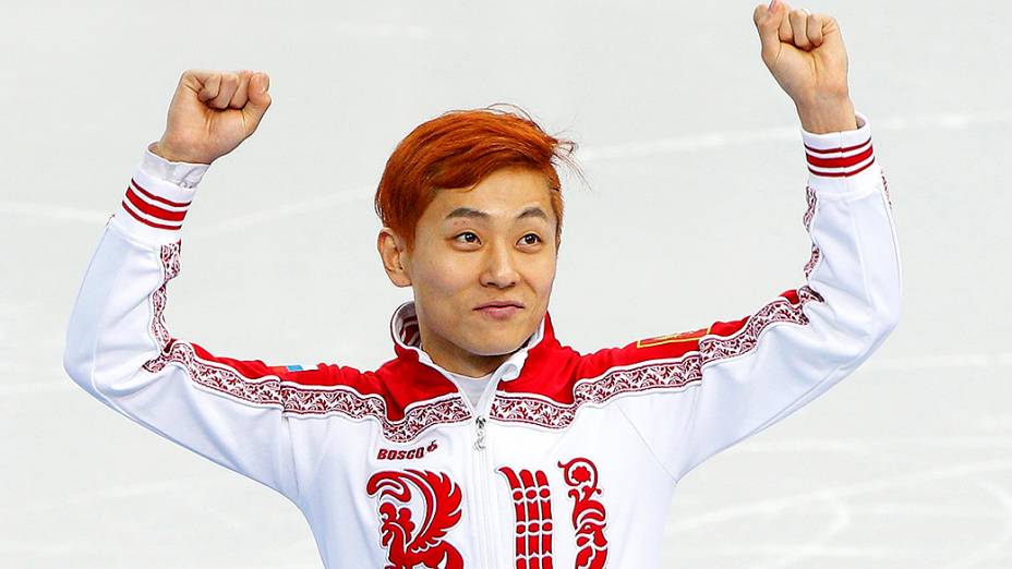 Viktor Ahn, medalha de bronze na patinação de velocidade em pista curta