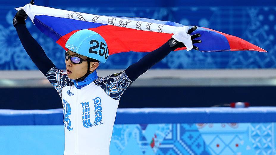 Viktor Ahn, medalha de bronze na patinação de velocidade em pista curta