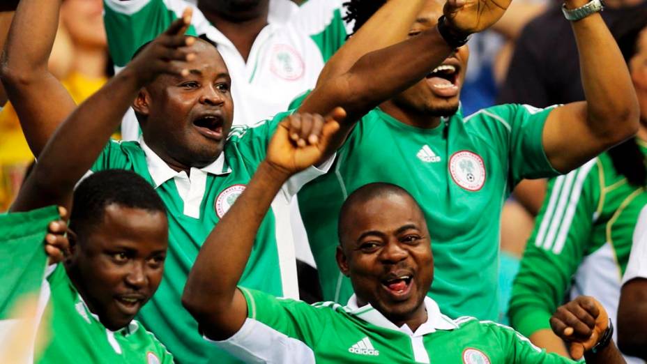 Torcida nigeriana durante partida entre Nigéria e Uruguai em partida válida pela Copa das Confederações nesta quinta-feira (20), em Salvador